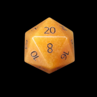 TDSO Gemstone Aventurine Peach with Gold Numbers D20 Dice