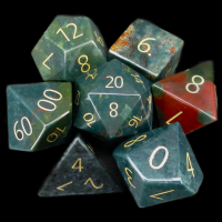 TDSO Gemstone Agate Blood with Gold Numbers 7 Dice Polyset