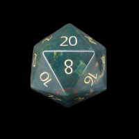 TDSO Gemstone Agate Blood with Gold Numbers D20 Dice