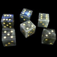 TDSO Gemstone Labradorite with Gold Numbers 6 x D6 Dice Set