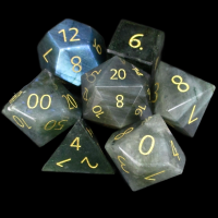 TDSO Gemstone Labradorite with Gold Numbers 7 Dice Polyset