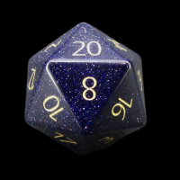 TDSO Goldstone Blue with Engraved Numbers 16mm Precious Gem D20 Dice