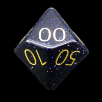 TDSO Goldstone Blue with Engraved Numbers 16mm Precious Gem Percentile Dice