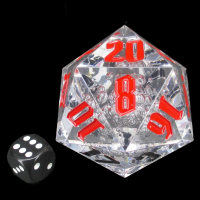 TDSO Hand Finished Diamond Bubble With Black & Red MASSIVE 55mm D20 Dice