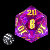 TDSO Hand Finished Gem Purple With Gold MASSIVE 55mm D20 Dice