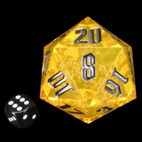 TDSO Hand Finished Yellow Bubble With Silver MASSIVE 55mm D20 Dice