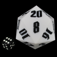 TDSO Hand Finished Opaque White With Black MASSIVE 55mm D20 Dice