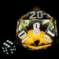 TDSO Hand Finished Holographic Orange Skull MASSIVE 55mm D20 Dice - IN BOX