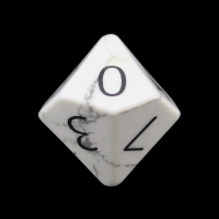 TDSO Howlite White with Engraved Numbers 16mm Precious Gem D10 Dice