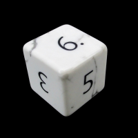 TDSO Howlite White with Engraved Numbers 16mm Precious Gem D6 Dice