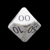 TDSO Howlite White with Engraved Numbers 16mm Precious Gem Percentile Dice