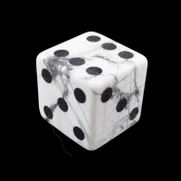 TDSO Howlite White with Engraved Numbers 16mm Precious Gem D6 Spot Dice
