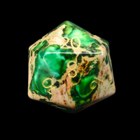 TDSO Imperial Stone Green with Engraved Numbers 16mm Precious Gem D20 Dice