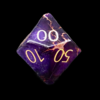 TDSO Imperial Stone Purple with Engraved Numbers 16mm Precious Gem Percentile Dice