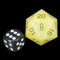 TDSO Jade Yellow with Black Numbers JUMBO 30mm Precious Gem D20 Dice