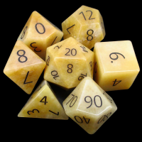 TDSO Jade Yellow with Engraved Numbers 16mm Precious Gem 7 Dice Polyset