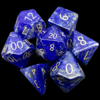TDSO Lapis Lazuli with Engraved Numbers 16mm Precious Gem 7 Dice Polyset