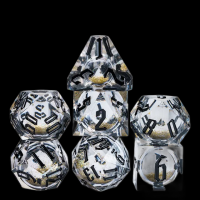 TDSO Liquid Core Clear Silver With Black 7 Dice Polyset + Case