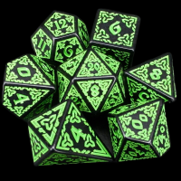 TDSO Magic Missile Black & Green With Shard D4 7 Dice Polyset