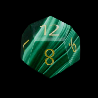 TDSO Malachite with Engraved Numbers 16mm Precious Gem D12 Dice