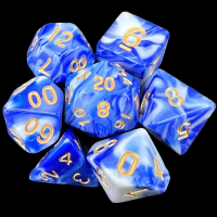 TDSO Marble Blue & White 7 Dice Polyset