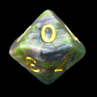 TDSO Marbleised Blue Yellow & Rose D10 Dice