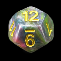 TDSO Marbleised Blue Yellow & Rose D12 Dice