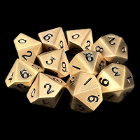 CLEARANCE TDSO Metal Antique Brass Finish 10 x D10 Dice Set - Discontinued 33% Off