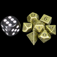 TDSO Metal Antique Gold MINI 10mm 7 Dice Polyset in Tube