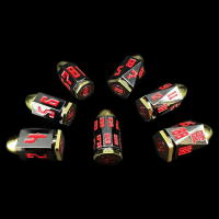 TDSO Metal Bullet Black Nickel & Gold with Red 7 Dice Polyset