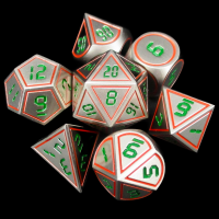 TDSO Metal Tech Steel Red & Green 7 Dice Polyset