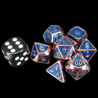 TDSO Metal Fire Forge Copper & Sapphire MINI 12mm 7 Dice Polyset