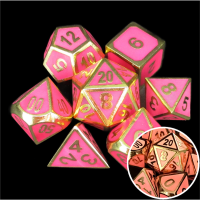 TDSO Metal Fire Forge Gold & Rose Glow In The Dark 7 Dice Polyset