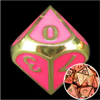 TDSO Metal Fire Forge Gold & Rose Glow In The Dark D10 Dice