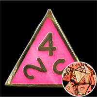 TDSO Metal Fire Forge Gold & Rose Glow In The Dark D4 Dice