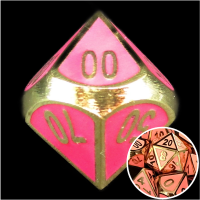 TDSO Metal Fire Forge Gold & Rose Glow In The Dark Percentile Dice