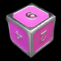 CLEARANCE TDSO Metal Fire Forge Silver & Purple Enamel D6 Dice - Discontinued 33% Off