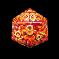 TDSO Metal Flame Dragon Scale D20 Dice