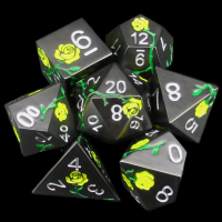 TDSO Metal Rose Black Nickel with Yellow 7 Dice Polyset in Padded Case
