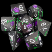 TDSO Metal Rose Black Nickel with Pink &amp; Purple 7 Dice Polyset in Padded Case