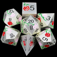 TDSO Metal Rose Silver with Red &amp; Pink 7 Dice Polyset in Padded Case
