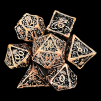 TDSO Metal Hollow Cthulhu Antique Copper 7 Dice Polyset