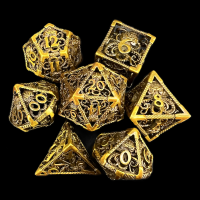 TDSO Metal Hollow Cthulhu Golden 7 Dice Polyset