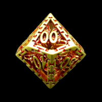 TDSO Metal Hollow Dragon Cage Gold & Red Percentile Dice
