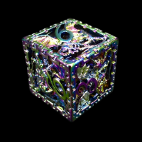 TDSO Metal Hollow Dragon Cage Iridescent D6 Dice