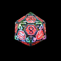 TDSO Metal Hollow Magician Iridescent & Red D20 Dice