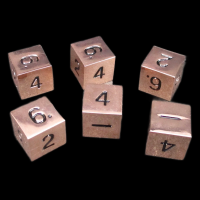 CLEARANCE TDSO Metal Polished Copper Finish 6 x D6 Dice Set - Discontinued 33% Off