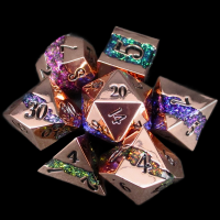TDSO Metal Strata Polished Copper & Rainbow Mica 7 Dice Polyset