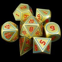 TDSO Metal Tech Gold Blue & Red 7 Dice Polyset