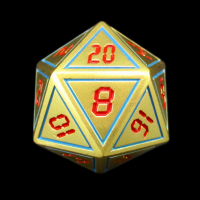 TDSO Metal Tech Gold Blue & Red D20 Dice